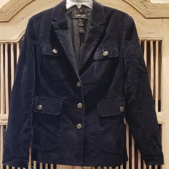 London Jean Black Velvet blazer with bronze buttons - Picture 2 of 15